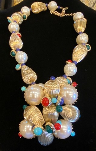 Fabulous 1980 SCAASI Vintage Runway Necklace & Brooch Set - Picture 1 of 6