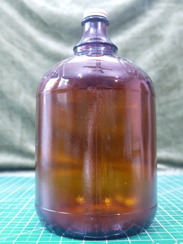 Embossed & Textured Glass Bottle Brown Amber Clorox Gallon Finger Jug & Cap #1 - Picture 3 of 9