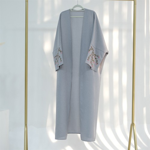 Dubai Embroidery Abaya Open Kimono Cardigan Muslim Women Dress Robe Kaftan Gown - Picture 20 of 36