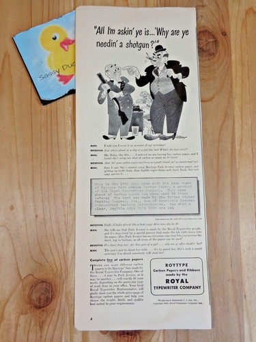 Royal Typewriter Magazine Ad Print 1943 WWII Roytype Carbon Papers Ribbons - Picture 2 of 3
