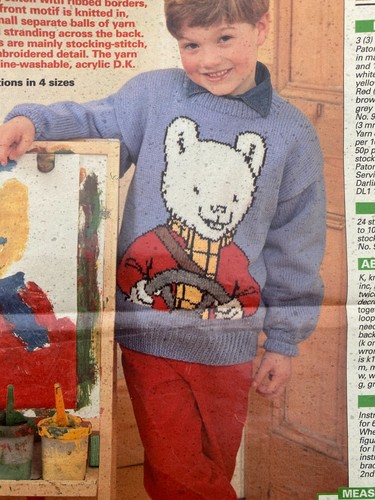 Alan Dart Knitting Pattern Rupert Bear & Bill Badger Toys & Sweater - Picture 2 of 3