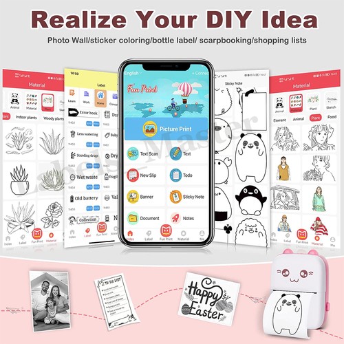 Mini Pocket Thermal Printer Wireless Bluetooth Printing Phone Photo Paper Label - Picture 7 of 15