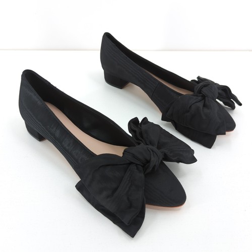 LOEFFLER RANDALL Mujer 7.5 Noa Moire Arco Plano Negro Punta Punta Tacón Levantado NUEVO - Imagen 1 de 11