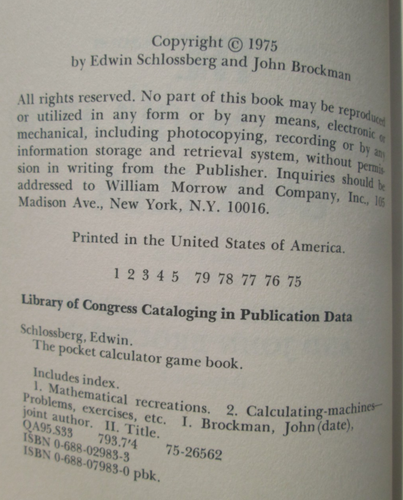 Pocket Calculator Game Book by John Brockman and Edwin Schlossberg PB 1975 - Bild 3 von 6