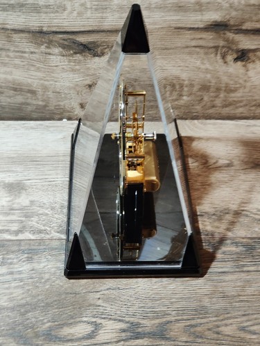 Vintage Seiko Pyramid Quartz Skeleton Open Face Mantle Clock Luxcite Gold - Bild 11 von 16