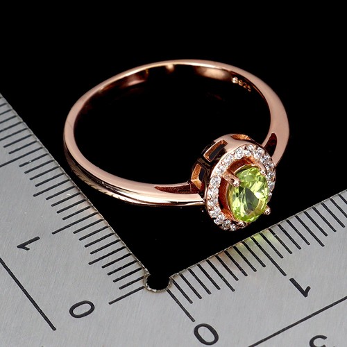 925 Sterling Silver Ring Oval Peridot 6x4mm Natural Gemstone Jewelry Size 9 - Picture 3 of 14