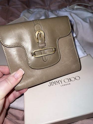 Genuine Jimmy Choo Grey Beige Leather Tulita Purse Wallet In Box & Dustbag Gift - Picture 2 of 13