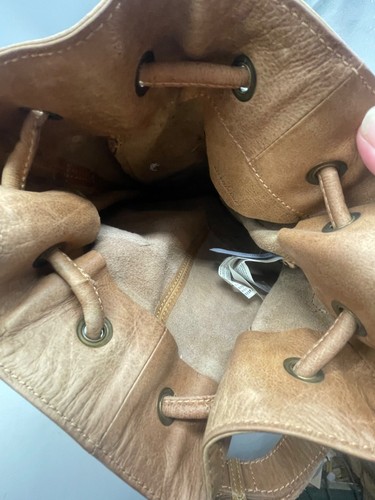 crossbody leder schultertasche Kordelzug schließer braun verstellbarer Riemen LESEN - Bild 6 von 6