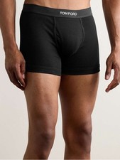 New Tom Ford Stretch Cotton Jersey Boxer Brief Black Logo Sz L