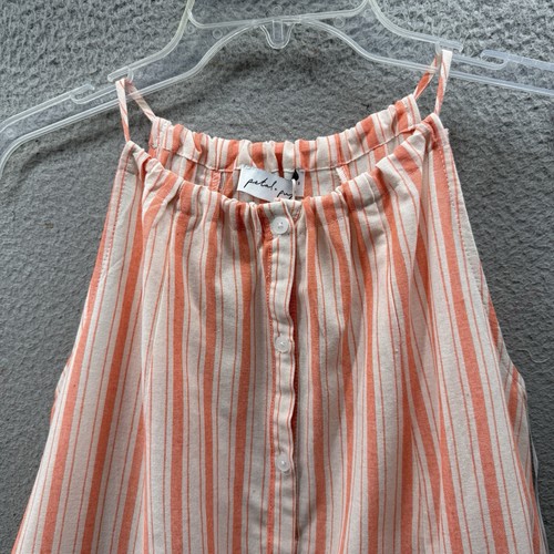 Petal Pup Arabella Sleeveless Dress Orange Striped Midi Button Up Belted Size XS - Picture 14 of 19