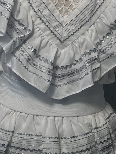 Vintage Square Up 3-piece square dance outfit White w/silver metallic trim L/XL - Picture 9 of 14