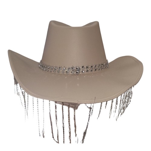 NWOT Women's Beige/Tan Bedazzled Country Western Hat Rhinestones - Picture 7 of 18