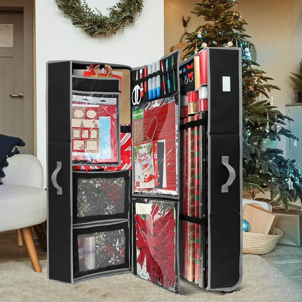 Almacenamiento de papel de envolver duradero con solapa central y bolsillo - elementos esenciales para vacaciones Foto 4 de 4