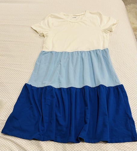 Colorblock Tiered Short Sleeve Dress Girls Size XL 13/14 - Picture 1 of 6