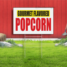 GOURMET FLAVORED POPCORN corn cups caramel Indoor Outdoor Yard Sign with metal