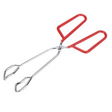 1Pcs Cooking Scissor Tongs, 10" Kitchen Tongs with Comfort Grip Red Handle