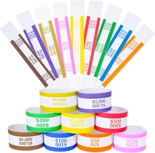 Currency Straps –450 Assorted Bill Wrappers, Money Bands to Organize Bills, ABA