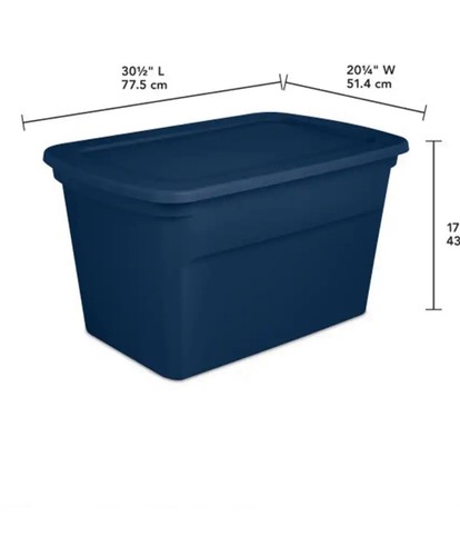 Sterilite Classic Lidded Stackable 30 Gallon Storage Tote Blue 6-Pack - Picture 3 of 6