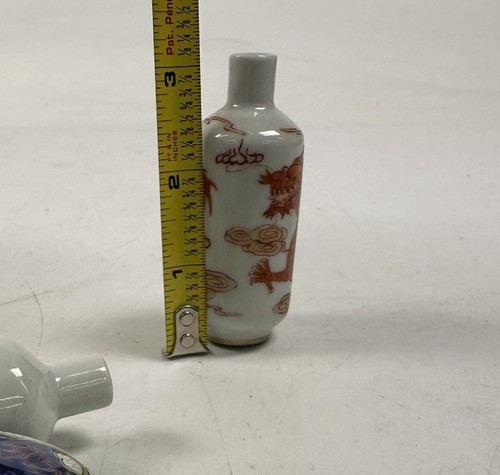 Jarrón botella tabaco porcelana dragón rojo cobre Qianlong chino siglo XVIII-XIX - Imagen 11 de 11