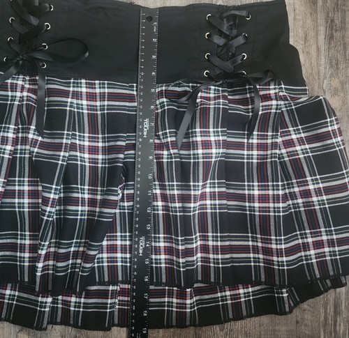 Tripp NYC Damen Rock 18 Punk Goth Grunge schwarz rot kariert Minirock Reißverschluss - Bild 6 von 8