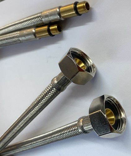 M8 (8mm) x 1/2" BSP Monobloc Tap Flexible Connectors Flexi Tails (Pair) 600mm - Picture 2 of 3