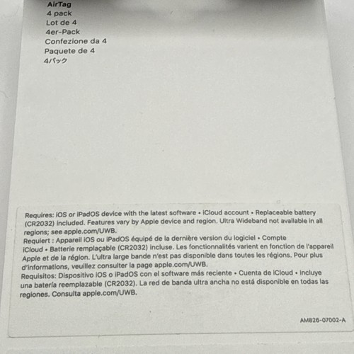 Authentic Apple AirTag 4 Pack (MX542LL/A) Brand New Sealed - Photo 6 sur 6