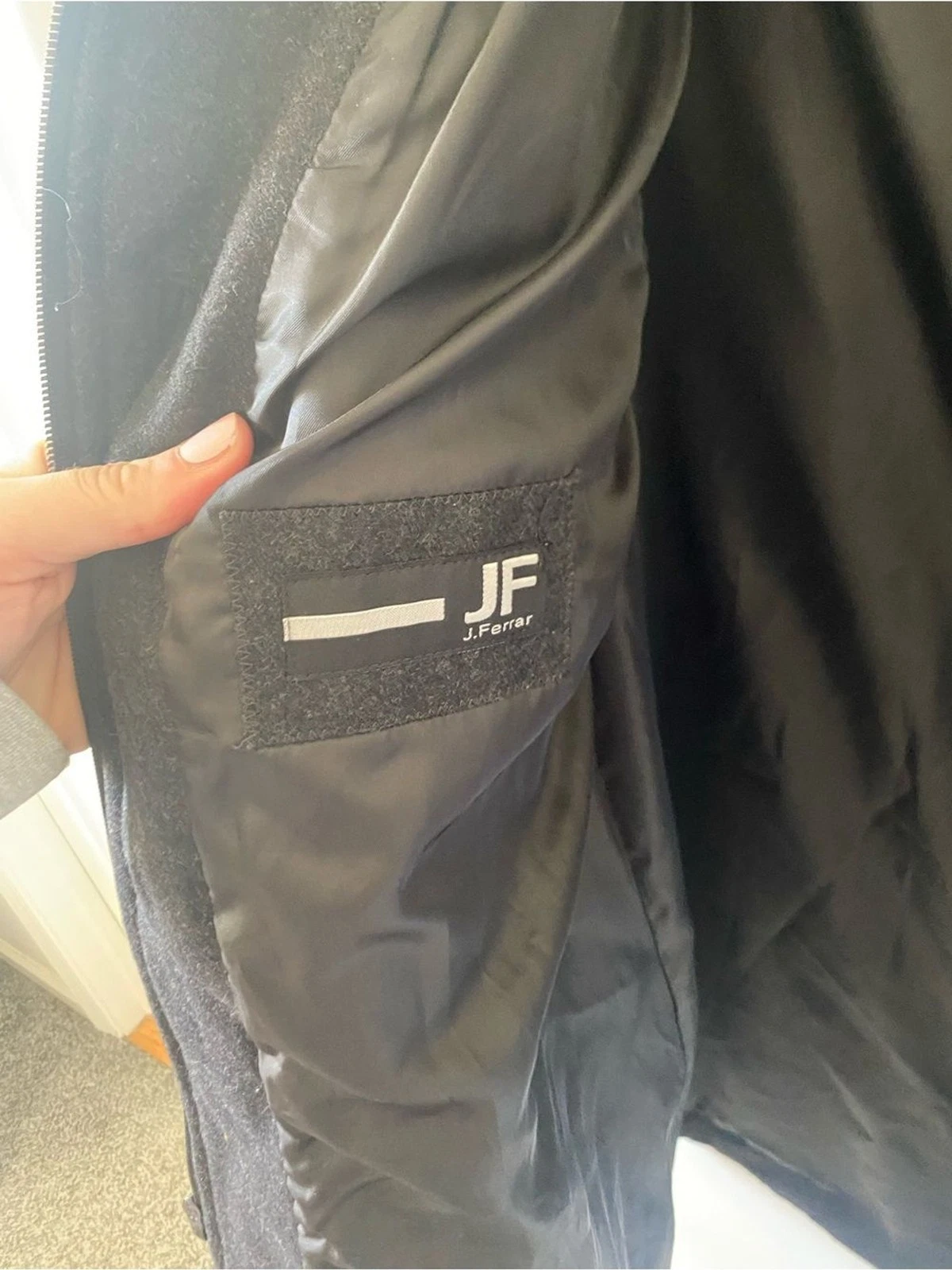 JF J. Ferrar Men's Black Wool Blend Car Coat Zip Bib Size XL Dark Academia NWOT - product detail image 5