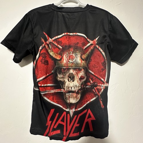 Rare Slayer Skull Helmet Sword Black Jersey Type Fabric Unbranded T-Shirt Size S - Bild 8 von 22