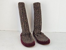 NEW Women  s Acorn Slipper Socks Rag Wool Leather Burgundi Suede Size 6.5 - 7.5