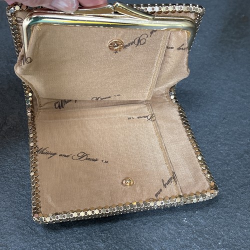 Whiting And Davis Vintage Gold Mesh Geldbörse mit Münzbörse innen mit Kiss Lock - Bild 8 von 16