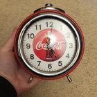 Coca-Cola Vintage Red Round Analog Metal Alarm Clock Chrome Finish Collectible