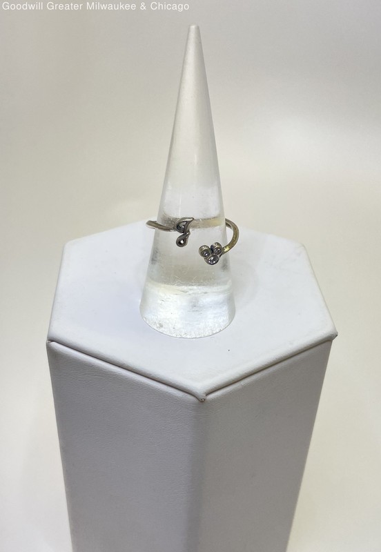 Disney 925 Sterling Silver CZ Cursive Letter "G" Open Ring 1.6g