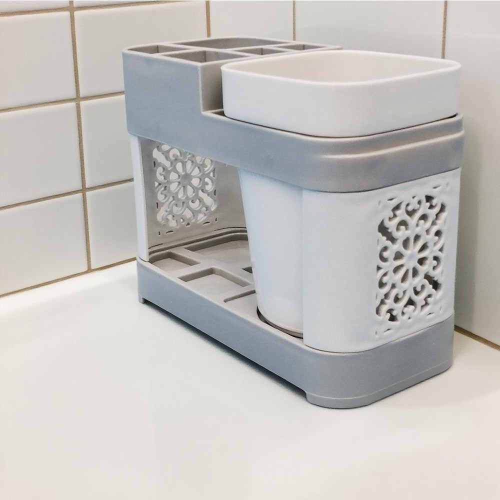 Toothbrush Toothpaste Stand Holder Plastic Sturdy Hygienic Bathroom Organization