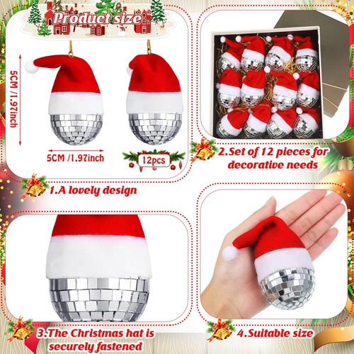 12 Pcs Mini Disco Ball Christmas Ornaments Disco Mirror Ball Tiny Disco Ball ... - Picture 3 of 6