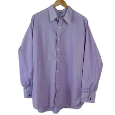 Turnbull  Asser READ Purple White Striped Dress Shirt100 Cotton Cuff Links XL