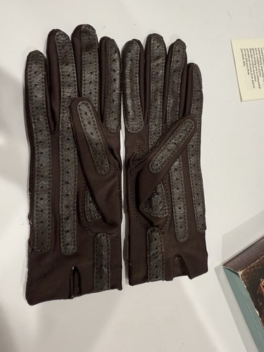 Vintage Aris Isotoner Handschuhe BRAUN mit Originalkarton Lederdetails One Size - Bild 8 von 11