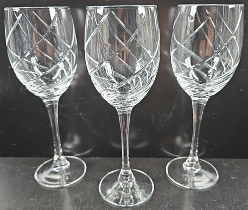 8 Cristal D'Arques Junon Water Goblets Set Crystal Clear Cut Etched Stemware Lot - Picture 22 of 24