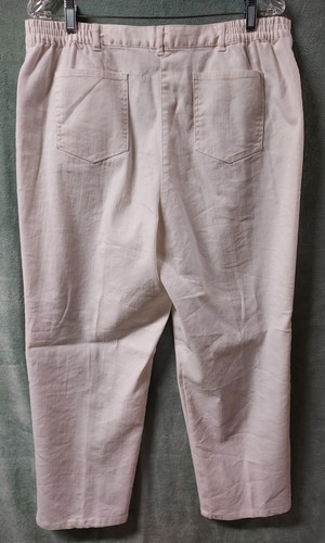 Ruby Rd Women's White Ramie Straight Leg Flat Front Ankle Pants Size 16P - Picture 4 of 12