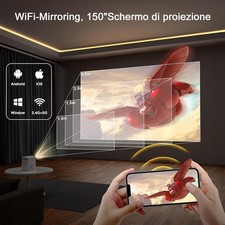 Proiettore, Mini proiettore 5G WiFi, videoproiettore Full HD 1080P supportato, Retroproiettore Luminosità 7500L e 200 Display, per iPhone, Android, Firestick, TV Box, Chrome Cast, PS5