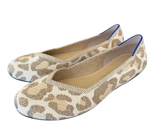 Rothys Shimmer Cat The Flats Damenschuhe Größe 9,5 metallisches Leopardenmuster - Bild 1 von 9