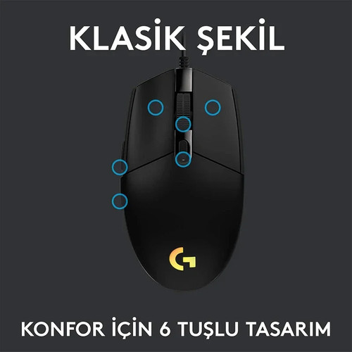 Logitech G102 Mouse USB Wired Gaming Mouse 8000 DPI Rainbow Optical Effect - Afbeelding 20 van 28