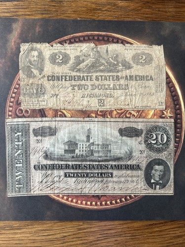 1862 $2 & 1864 $20 Confederate Notes