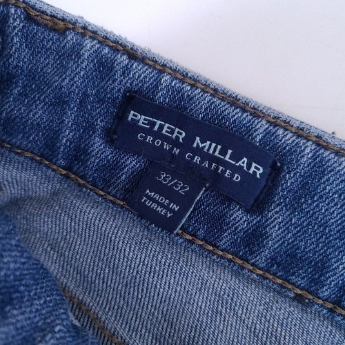 Pantalones de mezclilla Peter Millar para hombre corona hechos a mano ajuste a medida 33x29 - Imagen 9 de 11