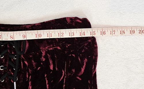Crushed Velvet LaceUp Legging Burgundy Large Grunge Goth Vampire Witchy Medieval - Picture 11 of 12