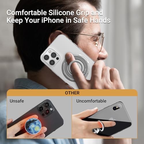 Magnetic Phone Ring Holder for MagSafe, 360 Degree Rotation Black+Grey - Picture 7 of 7