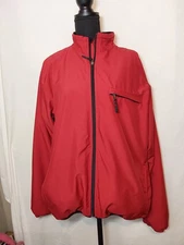 Cutter & Buck Mens Jacket L Red Full Zip Lightweight Windbreaker Golf/sport Wear