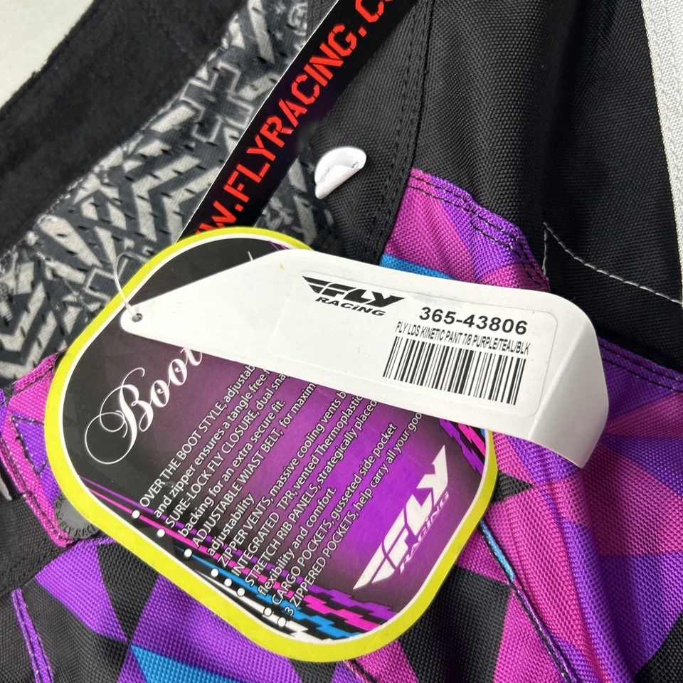 NUEVO PANTALÓN FLY RACING CORTE BOTA CINÉTICA DAMAS NIÑAS TALLA 7 - 8 NUEVO CON ETIQUETAS Foto 2 de 4