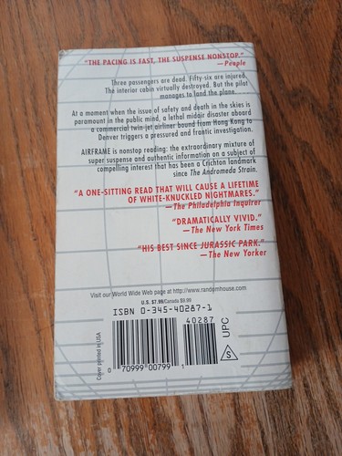2 Michael Crichton Paperback Books - Sphere & Airframe - Picture 7 of 8
