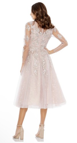 Mac Duggal 30681 VTL Sz 12 Violet Floral Beaded Lace Midi A-line Dress $598 - Picture 2 of 5