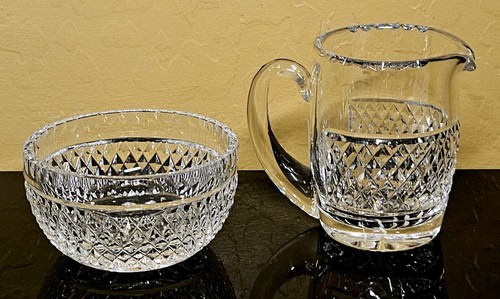 Waterford Crystal Irish Lace Creamer Open Sugar Bowl Set Signed - Picture 6 of 11